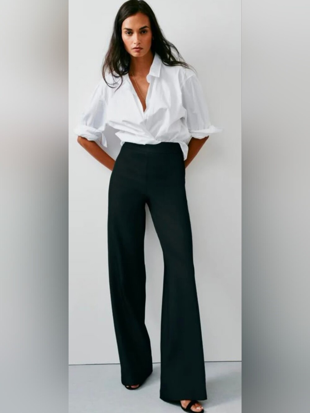 Talbots Hollywood Black Wide Straight Leg Dressy Pants 10p